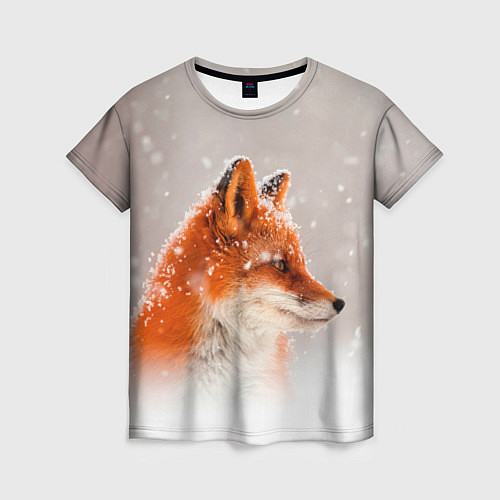 Женская футболка Лиса и снег / 3D-принт – фото 1