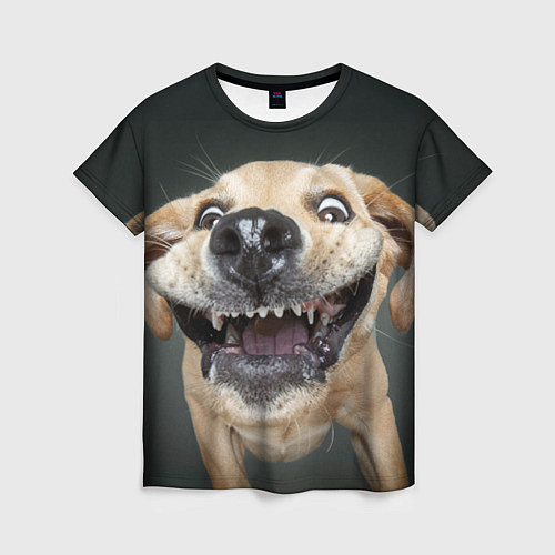 Женская футболка Улыбающаяся Собака / 3D-принт – фото 1