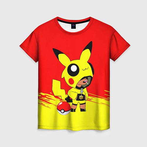 Женская футболка Brawl starsLeon pikachu / 3D-принт – фото 1
