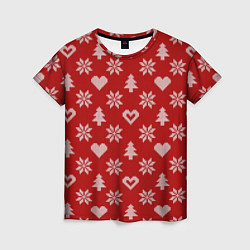 Футболка женская Красный рождественский свитер, цвет: 3D-принт