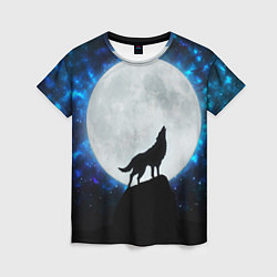 Женская футболка Волк воющий на луну