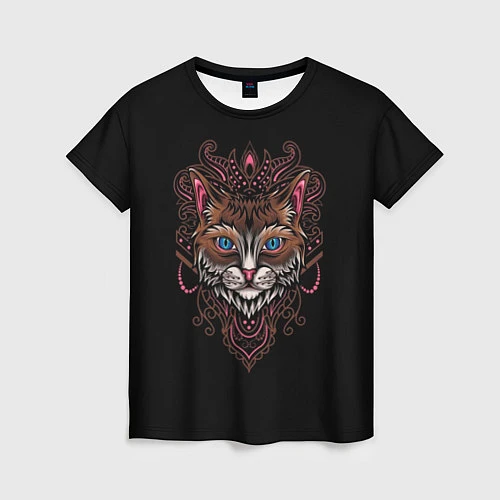 Женская футболка Кошка с узорами / 3D-принт – фото 1