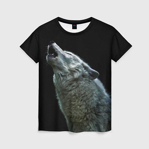 Женская футболка Воющий волк / 3D-принт – фото 1