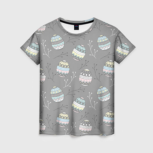 Женская футболка Яйца пасхальные серый фон / 3D-принт – фото 1