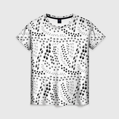 Женская футболка Дорожки из следов / 3D-принт – фото 1
