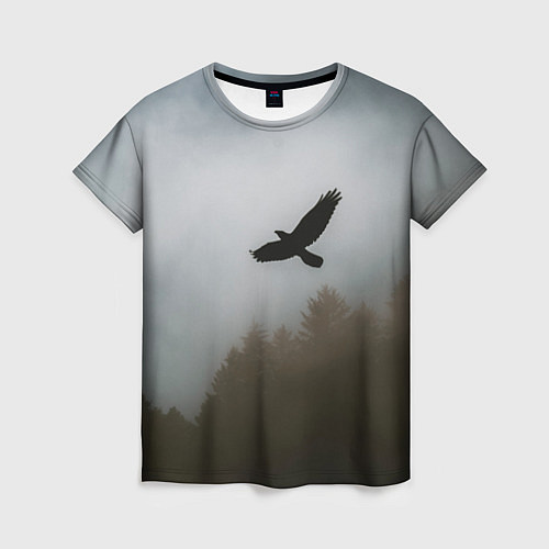 Женская футболка Орёл над лесом / 3D-принт – фото 1