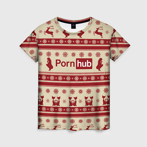 Женская футболка Pornhub Новый год / 3D-принт – фото 1