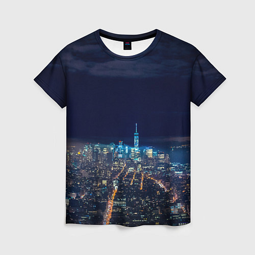 Женская футболка Ночной город / 3D-принт – фото 1