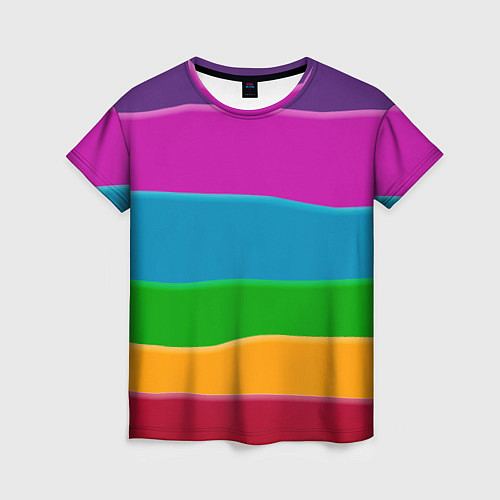 Женская футболка Разноцветные полоски / 3D-принт – фото 1
