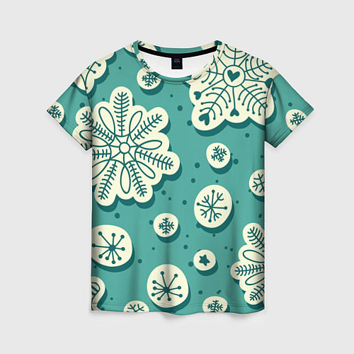 Женская футболка Рисованные Снежинки / 3D-принт – фото 1