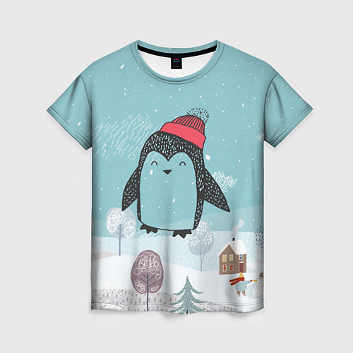 Женская футболка Милый пингвин / 3D-принт – фото 1