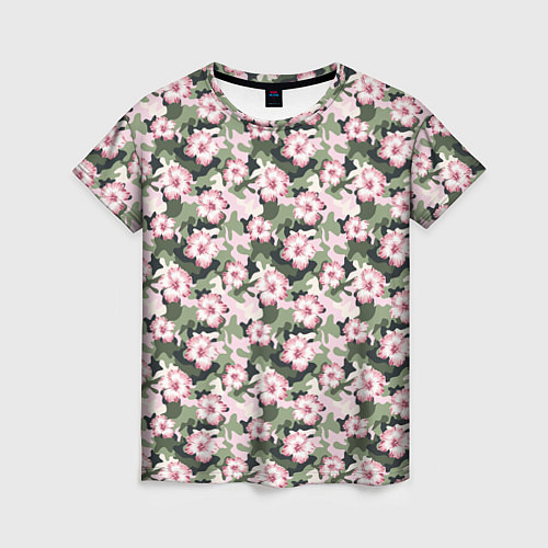 Женская футболка Камуфляж из цветов / 3D-принт – фото 1