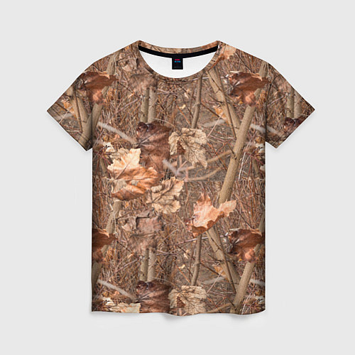 Женская футболка Осенняя маскировка листьями / 3D-принт – фото 1