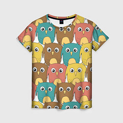 Женская футболка Разноцветные совы