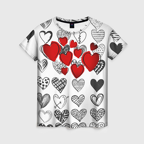 Женская футболка Сердца / 3D-принт – фото 1