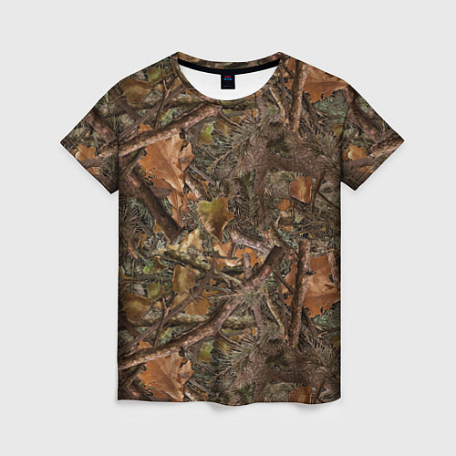Женская футболка Охотничий камуфляж / 3D-принт – фото 1