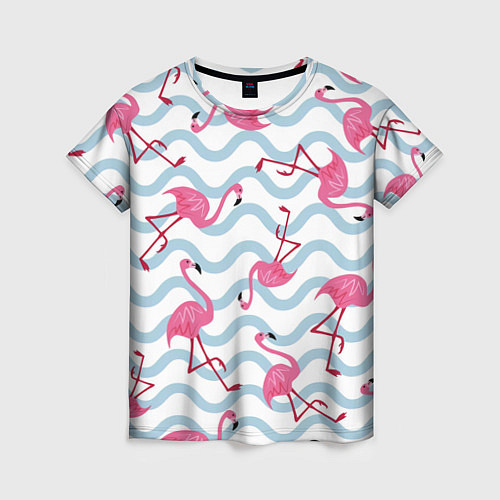 Женская футболка Фламинго Волны / 3D-принт – фото 1