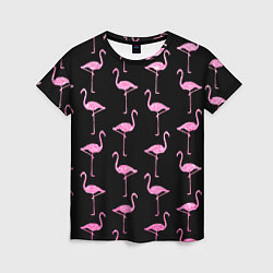 Женская футболка Фламинго Чёрная