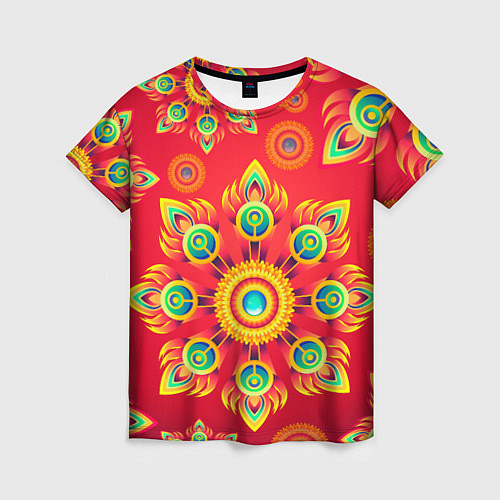 Женская футболка Цветок перья жар-птицы / 3D-принт – фото 1