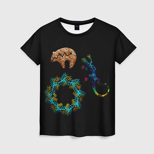 Женская футболка Медведи и ящерицы / 3D-принт – фото 1