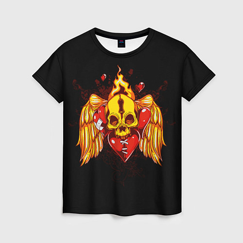 Женская футболка Skull Heart / 3D-принт – фото 1