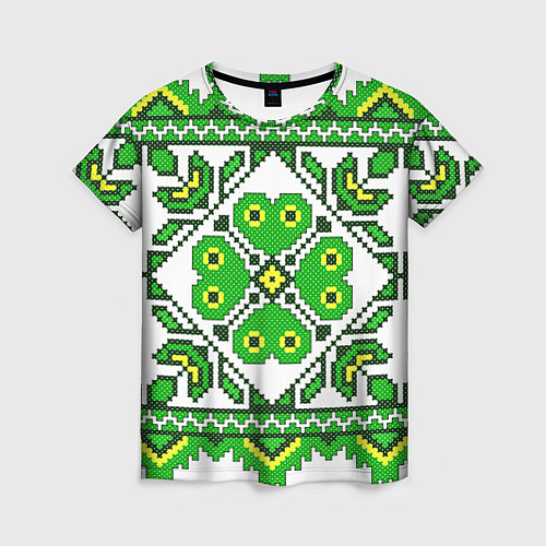 Женская футболка Славянский Узор Зеленый / 3D-принт – фото 1