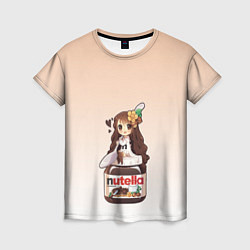 Женская футболка Анимешная девочка с нутэллой