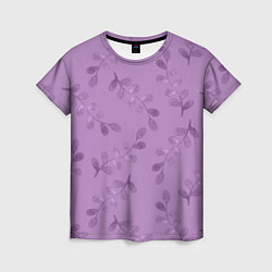 Женская футболка Листья на фиолетовом фоне