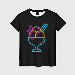 Женская футболка Мороженое Неон