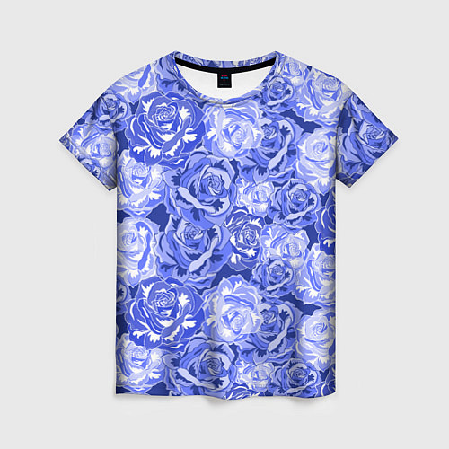 Женская футболка Голубые и синие розы / 3D-принт – фото 1