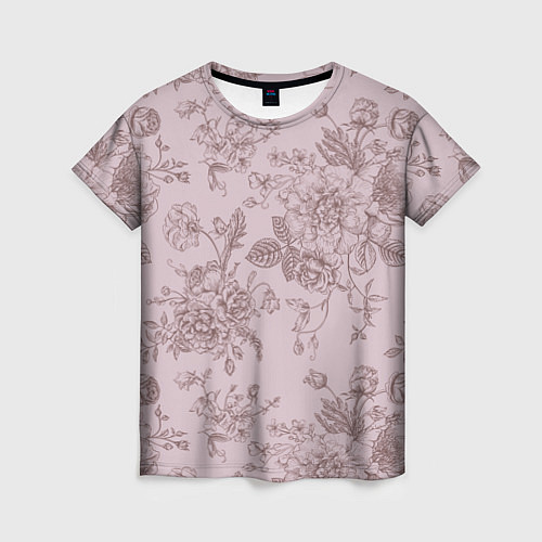 Женская футболка Розы с пионами / 3D-принт – фото 1