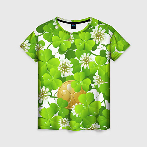 Женская футболка Ирландский Клевер и Монетка / 3D-принт – фото 1