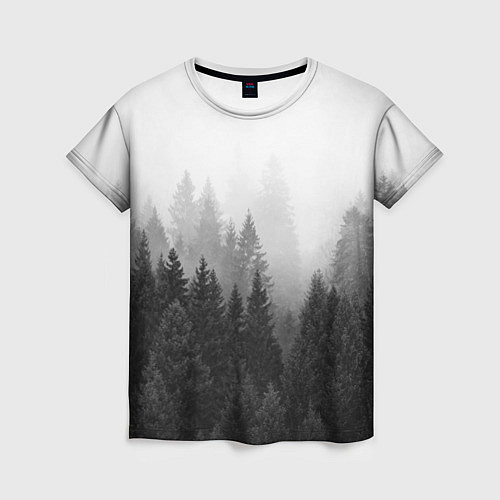 Женская футболка Туманный лес / 3D-принт – фото 1