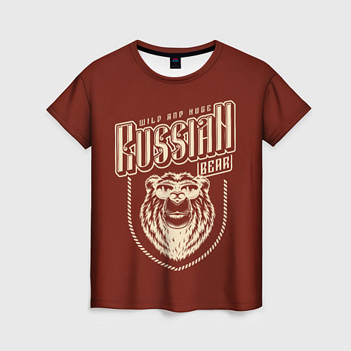 Женская футболка Русский медведь в очках / 3D-принт – фото 1