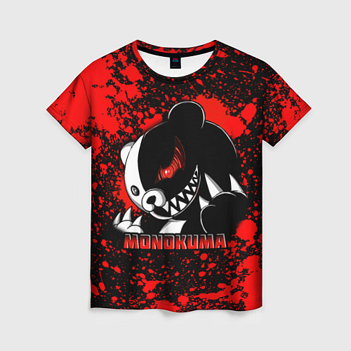 Женская футболка MONOKUMA МОНОКУМА BLOOD / 3D-принт – фото 1