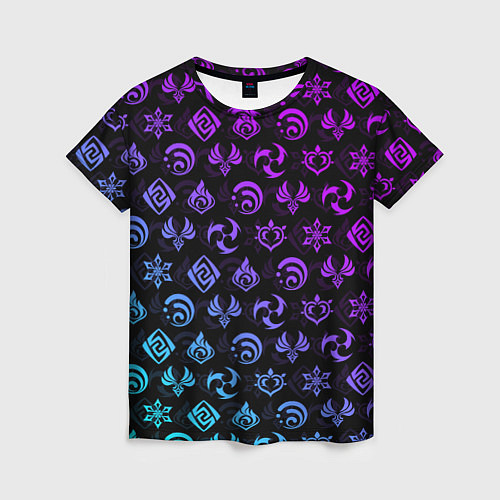 Женская футболка GENSHIN IMPACT NEON / 3D-принт – фото 1