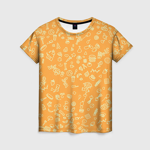 Женская футболка Оранжевая еда / 3D-принт – фото 1