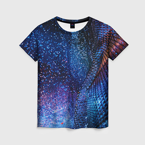 Женская футболка Синяя чешуйчатая абстракция blue cosmos / 3D-принт – фото 1