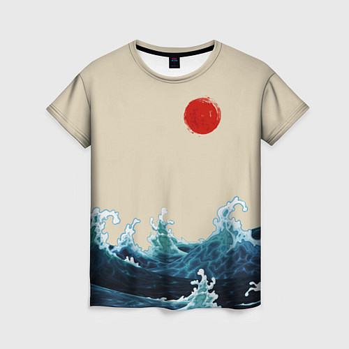 Женская футболка Японский Стиль Волны и Солнце / 3D-принт – фото 1