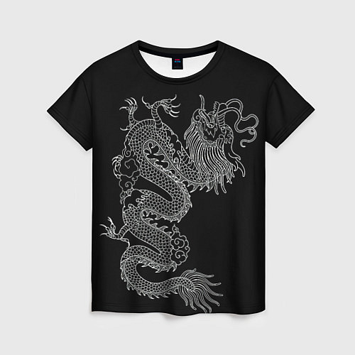 Женская футболка ЧБ Дракон / 3D-принт – фото 1