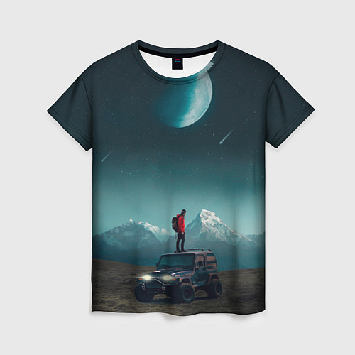 Женская футболка Космос в горах / 3D-принт – фото 1