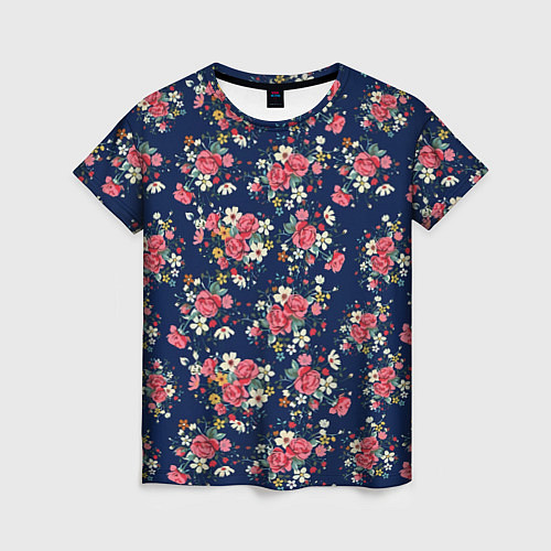 Женская футболка Розы и Ромашки / 3D-принт – фото 1