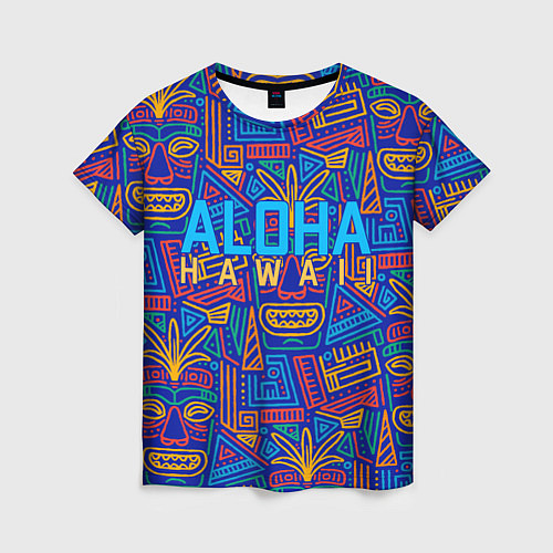 Женская футболка ALOHA HAWAII АЛОХА ГАВАЙИ / 3D-принт – фото 1