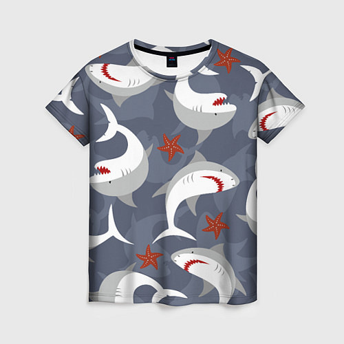 Женская футболка Акулы / 3D-принт – фото 1