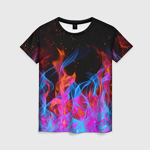 Женская футболка ТРИ ОГНЯ FIRE СИНИЙ ОГОНЬ / 3D-принт – фото 1