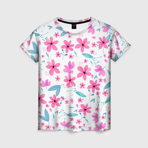 Женская футболка Цветочный узор / 3D-принт – фото 1