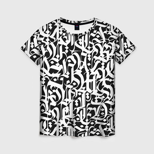 Женская футболка КАЛЛИГРАФИЯ CALLIGRAPHY / 3D-принт – фото 1