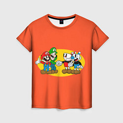 Женская футболка CupHead x Mario