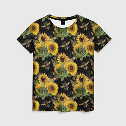 Женская футболка Fashion Sunflowers and bees