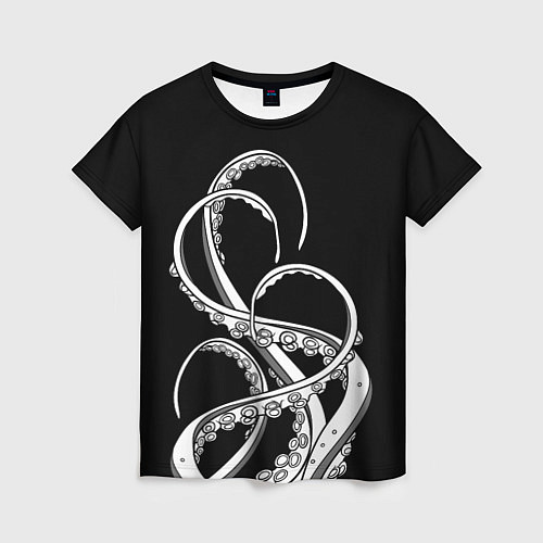 Женская футболка Octopus Black and White / 3D-принт – фото 1